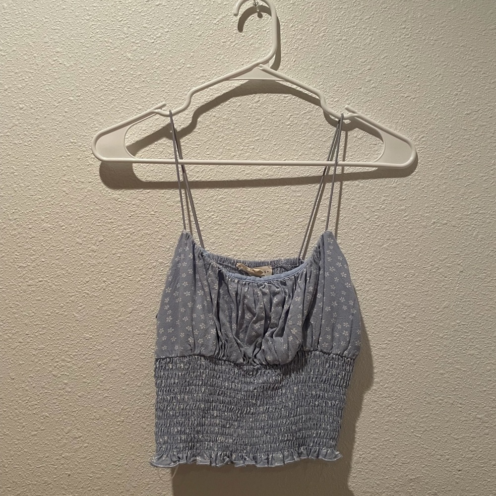 Pacsun Blue and White Flower Tank Top